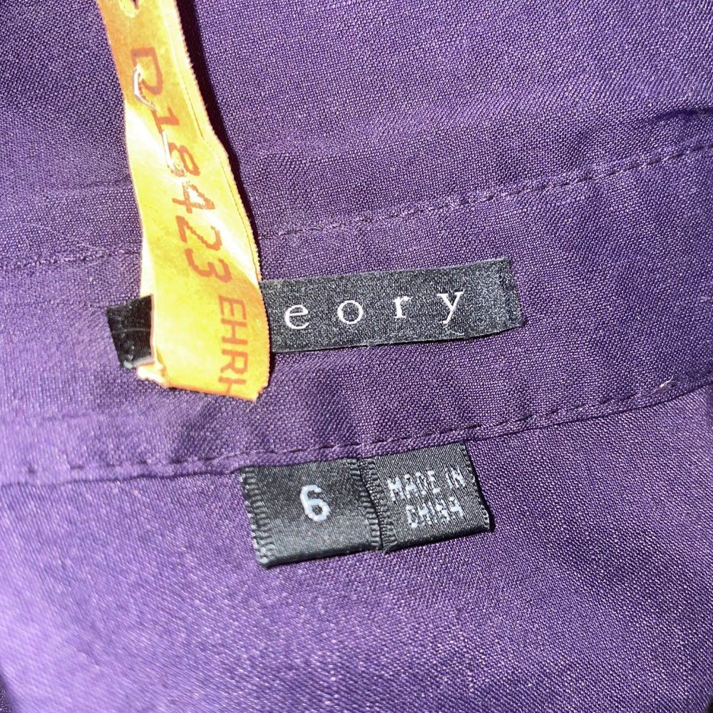 Theory Pleated Waist Dress in Purple Linen - Picture 6 of 6